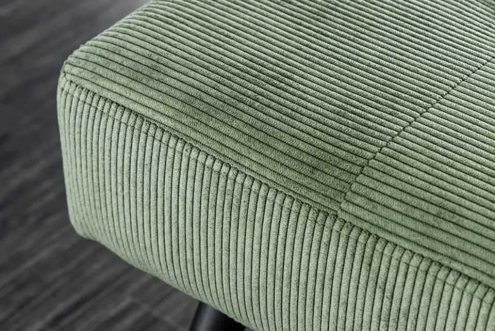 Design Sitzbank BOUTIQUE 100cm grün Cord schwarze Metallbeine