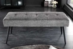 Design Sitzbank BOUTIQUE 100cm grau Strukturstoff schwarze Metallbeine