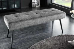 Design Sitzbank BOUTIQUE 100cm grau Strukturstoff schwarze Metallbeine