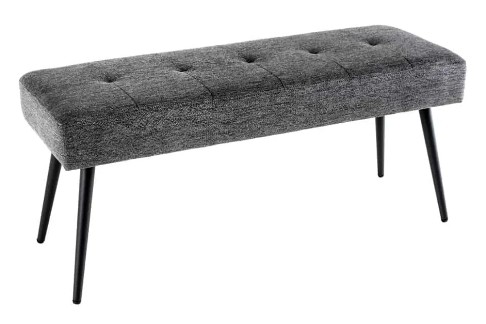 Design Sitzbank BOUTIQUE 100cm grau Strukturstoff schwarze Metallbeine