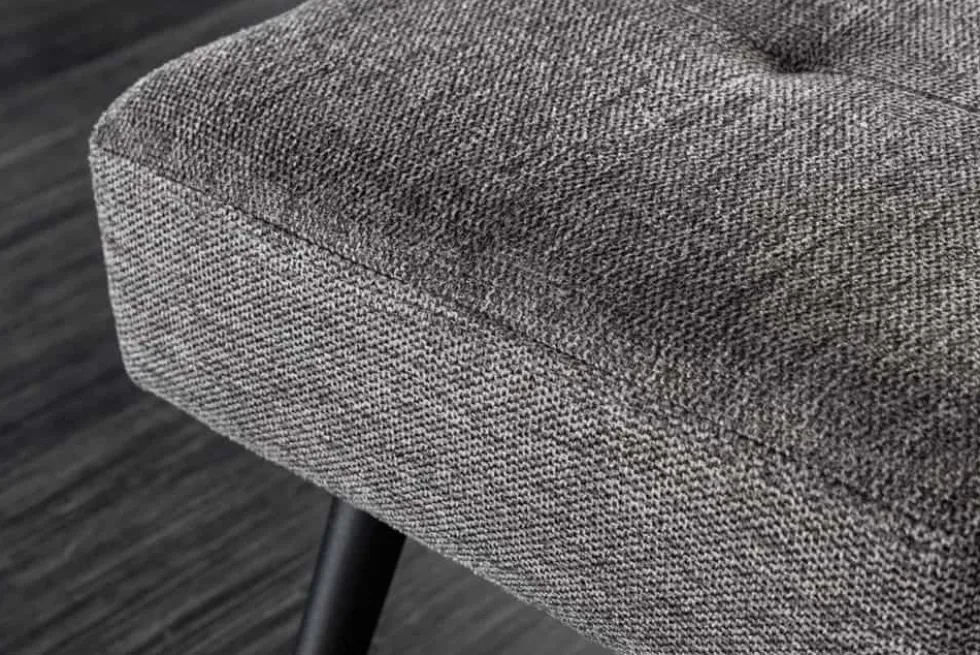 Design Sitzbank BOUTIQUE 100cm grau Strukturstoff schwarze Metallbeine