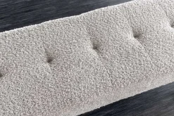 Design Sitzbank BOUTIQUE 100cm champagner greige Bouclé schwarze Metallbeine Polsterbank