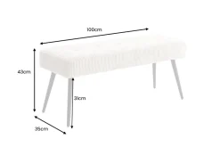 Design Sitzbank BOUTIQUE 100cm beige Cord schwarze Metallbeine Polsterbank