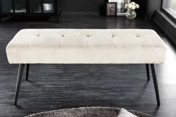 Design Sitzbank BOUTIQUE 100cm beige Cord schwarze Metallbeine Polsterbank