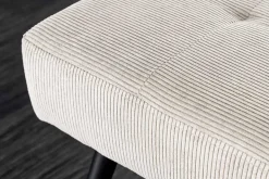 Design Sitzbank BOUTIQUE 100cm beige Cord schwarze Metallbeine Polsterbank