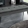 Design Sitzbank BOUTIQUE 100cm dunkelgrau Samt schwarze Metallbeine