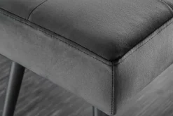 Design Sitzbank BOUTIQUE 100cm dunkelgrau Samt schwarze Metallbeine