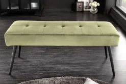 Design Sitzbank BOUTIQUE 100cm grün Samt schwarze Metallbeine