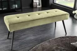 Design Sitzbank BOUTIQUE 100cm grün Samt schwarze Metallbeine