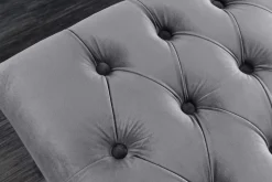Design Sitzbank CASTLE DELUXE 165cm grau Samt silber Edelstahl gepolstert