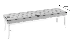 Design Sitzbank CASTLE DELUXE 165cm grau Samt silber Edelstahl gepolstert