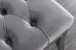 Design Sitzbank CASTLE DELUXE 165cm grau Samt silber Edelstahl gepolstert