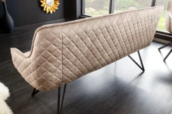 Design Sitzbank EUPHORIA 160cm champagner greige Samt Hairpin Legs Metallbeine Armlehnen