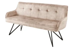 Design Sitzbank EUPHORIA 160cm champagner greige Samt Hairpin Legs Metallbeine Armlehnen