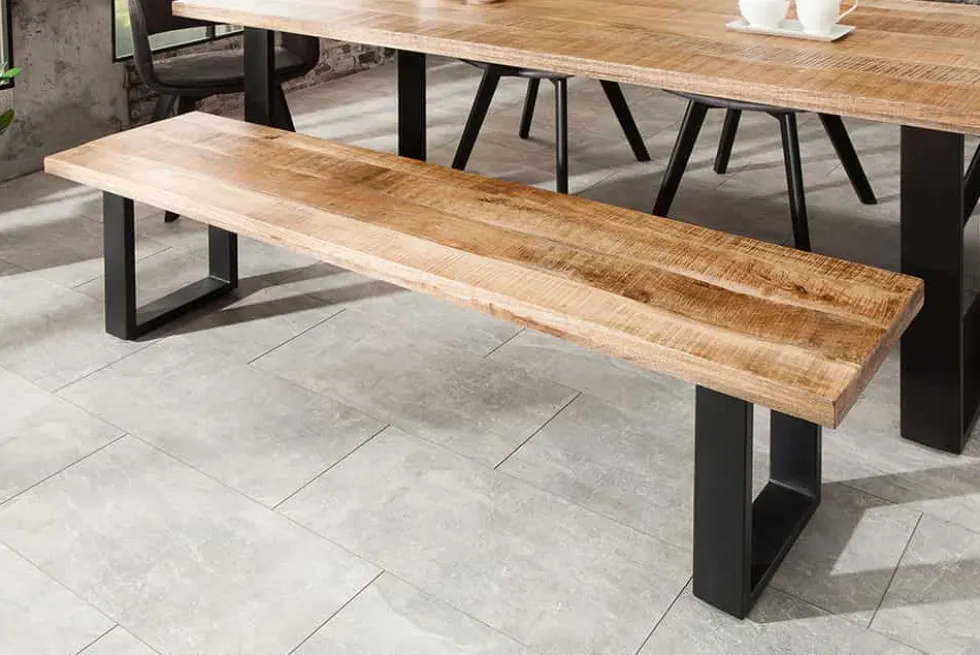 Design Sitzbank IRON CRAFT 170cm Mangoholz Eisen Industrial Design