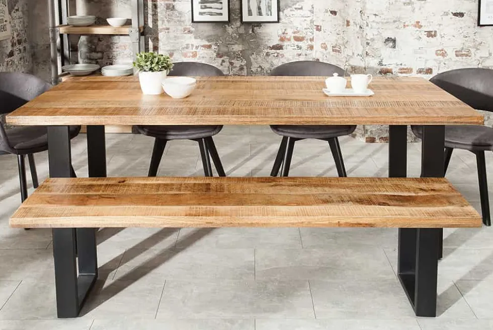 Design Sitzbank IRON CRAFT 170cm Mangoholz Eisen Industrial Design