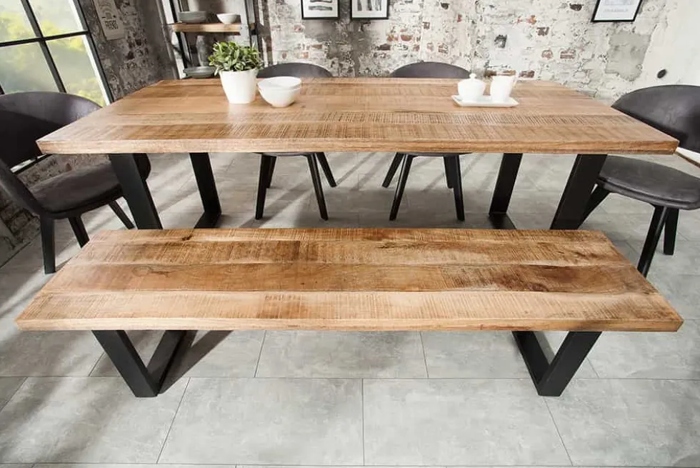 Design Sitzbank IRON CRAFT 170cm Mangoholz Eisen Industrial Design
