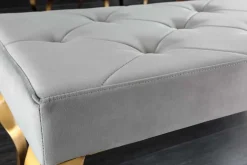 Design Sitzbank MODERN BAROCK 175cm grau Samt gold Edelstahl