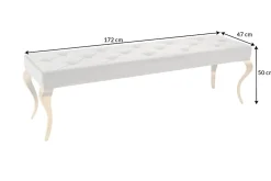 Design Sitzbank MODERN BAROCK 175cm grau Samt gold Edelstahl