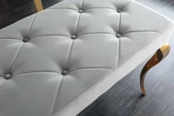 Design Sitzbank MODERN BAROCK 175cm grau Samt gold Edelstahl