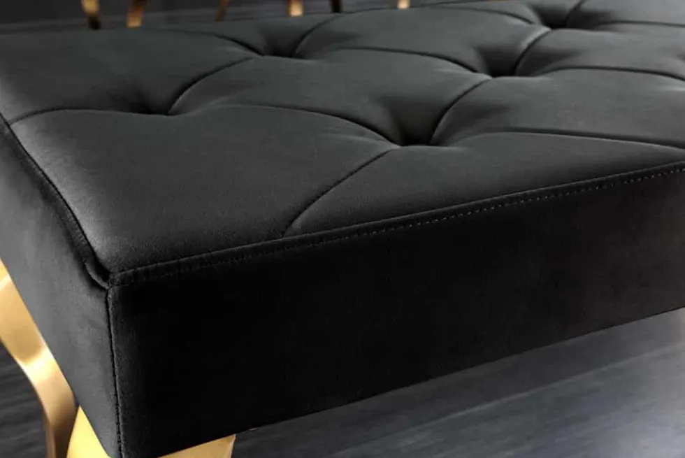 Design Sitzbank MODERN BAROCK 175cm schwarz Samt gold Edelstahl