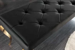 Design Sitzbank MODERN BAROCK 175cm schwarz Samt gold Edelstahl