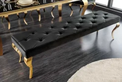 Design Sitzbank MODERN BAROCK 175cm schwarz Samt gold Edelstahl