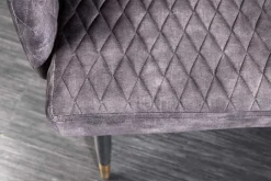 Design Sitzbank PARIS 160cm grau Samt Rückenlehne goldene Fußkappen Retro