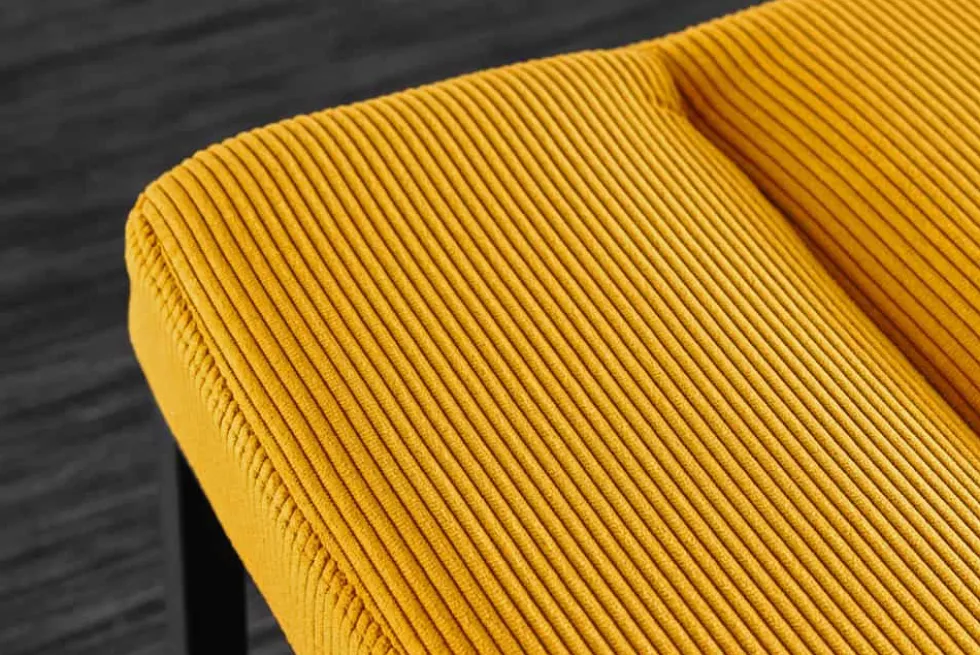Design Sitzbank PETIT BEAUTÉ 80cm senfgelb Cord schwarzes Gestell