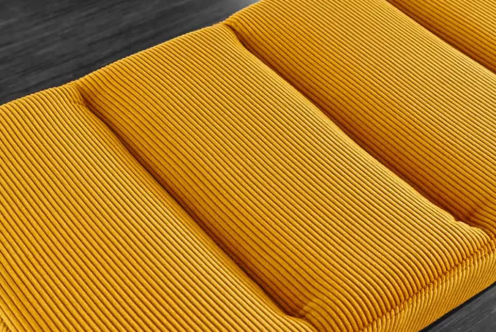 Design Sitzbank PETIT BEAUTÉ 80cm senfgelb Cord schwarzes Gestell