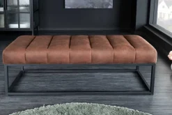 Design Sitzbank PETIT BEAUTÉ 110cm antik braun Microfaser schwarzes Metallgestell