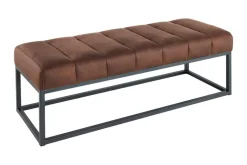 Design Sitzbank PETIT BEAUTÉ 110cm antik braun Microfaser schwarzes Metallgestell
