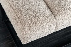 Design Sitzbank PETIT BEAUTÉ 110cm champagner greige Bouclé schwarzes Metallgestell