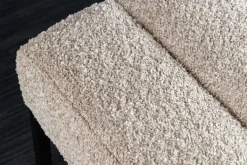 Design Sitzbank PETIT BEAUTÉ 110cm champagner greige Bouclé schwarzes Metallgestell