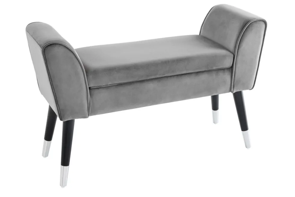 Design Sitzbank SCARLETT 90cm grau silber Samt