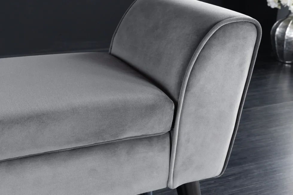 Design Sitzbank SCARLETT 90cm grau silber Samt