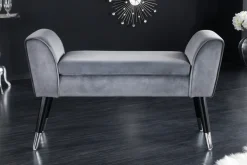Design Sitzbank SCARLETT 90cm grau silber Samt