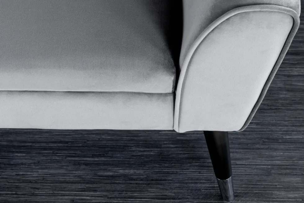 Design Sitzbank SCARLETT 90cm grau silber Samt