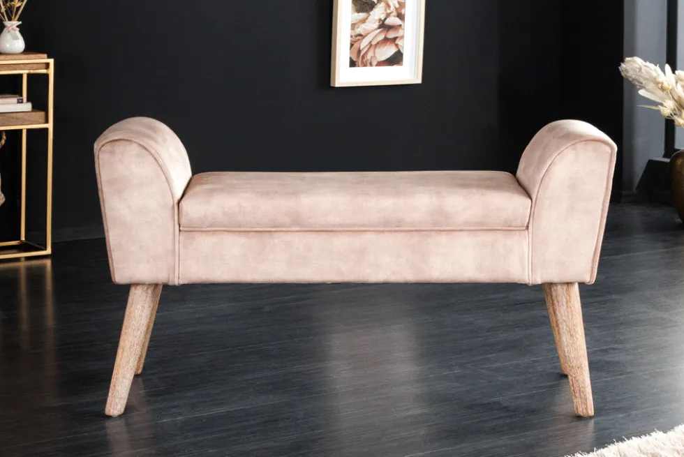 Design Sitzbank SCARLETT 90cm beige coffee Samt