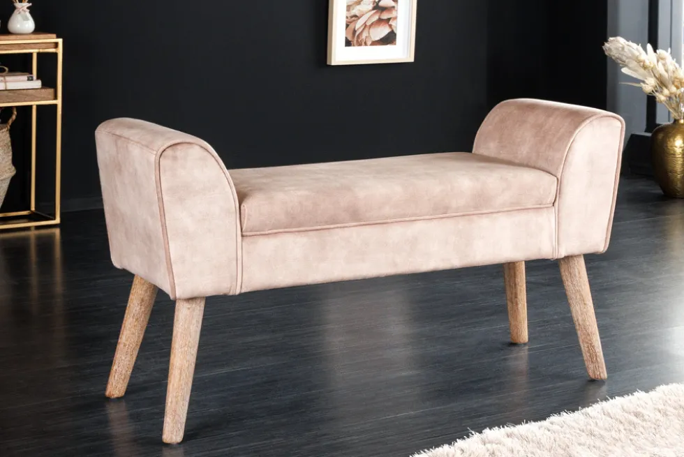 Design Sitzbank SCARLETT 90cm beige coffee Samt