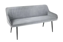 Design Sitzbank TURIN 160cm silbergrau Samt schwarz Metall Armlehne