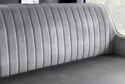 Design Sitzbank TURIN 160cm silbergrau Samt schwarz Metall Armlehne