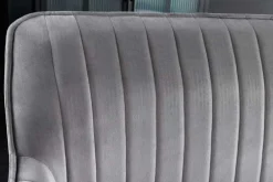 Design Sitzbank TURIN 160cm silbergrau Samt schwarz Metall Armlehne