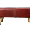 Design Sitzbank TURNBOCK 100cm coffee Echtleder Mangoholz Retro Sitzhocker