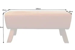 Design Sitzbank TURNBOCK 100cm cognac Echtleder Mangoholz Retro Sitzhocker
