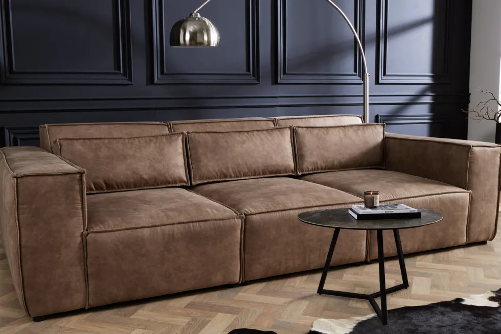 Design 3-Sitzer Sofa BOSSA NOVA 260cm antik taupe Microfaser Couch Wohnzimmer