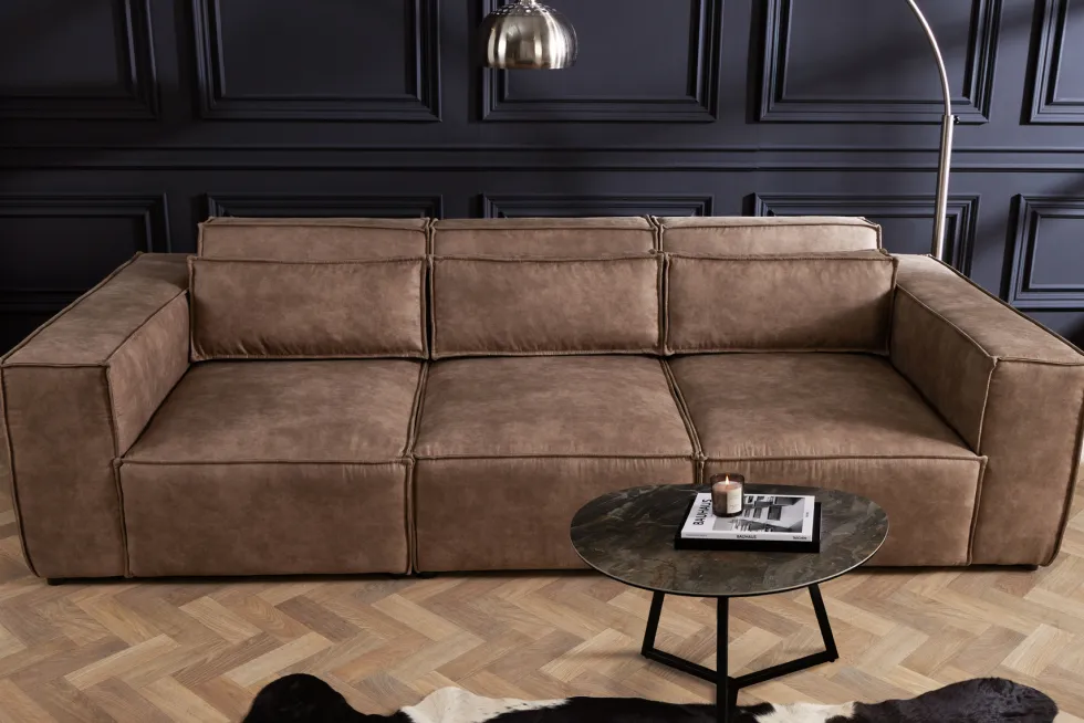 Design 3-Sitzer Sofa BOSSA NOVA 260cm antik taupe Microfaser Couch Wohnzimmer