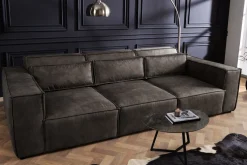 Design 3-Sitzer Sofa BOSSA NOVA 260cm antik dunkelgrau Microfaser Couch Wohnzimmer