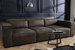 Design 3-Sitzer Sofa BOSSA NOVA 260cm antik dunkelgrau Microfaser Couch Wohnzimmer