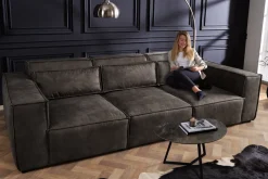 Design 3-Sitzer Sofa BOSSA NOVA 260cm antik dunkelgrau Microfaser Couch Wohnzimmer